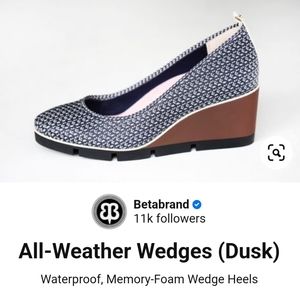 BETABRAND All-Weather Wedges (Dusk)Waterproof, Memory-Foam Wedge Heels GRAY 7M